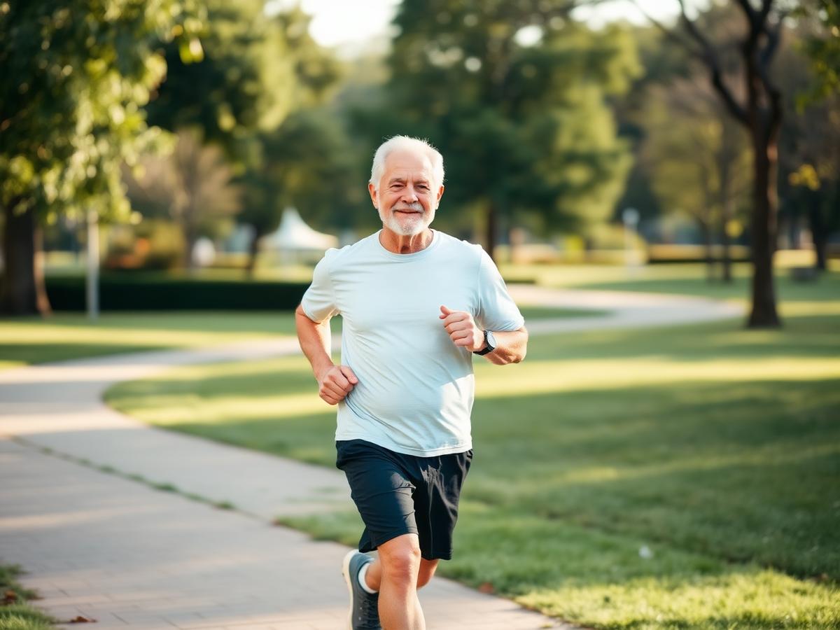 Active senior jogging outdoors after using Arthryon Heat Relief Cream